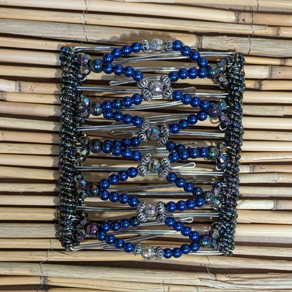 Rhino "Ndalena" extragroß mit blauen-silbernen Kunstperlen