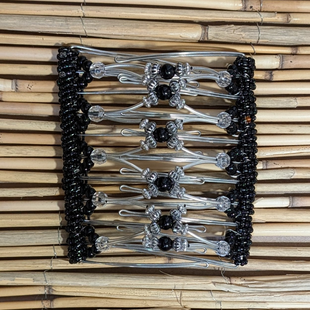 Rhino "Beada Tube" extragroß schwarz-silber Kunstperlen