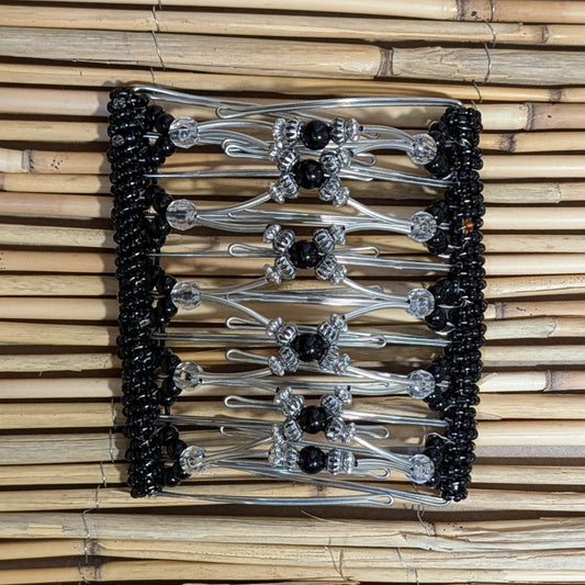 Rhino "Beada Tube" extragroß schwarz-silber Kunstperlen